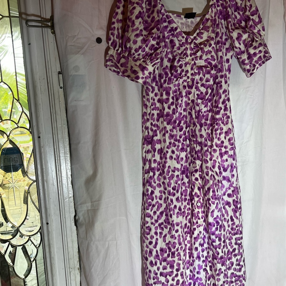 Who What Wear Purple and White Midi Dress